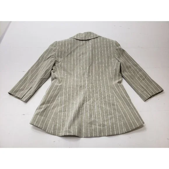 Donna Degnan Womens Blazer Jacket Long Sleeve Single Button Striped Grey Size 2 - Picture 5 of 8